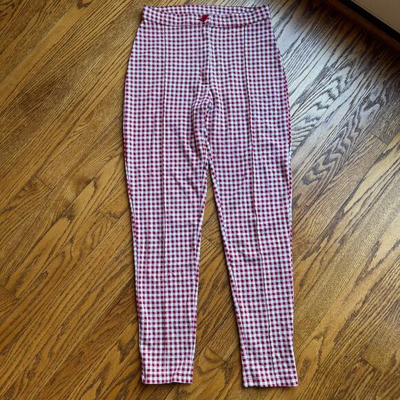 Free People red and white gingham high waisted skinny pants Size 2 - Picture 3 of 9